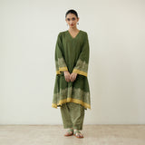 Mastani Elevated Cotton Slub Salwar Set - Heena Green