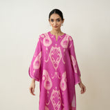 Peppy Paisley Asymmetric Cotton Slub Salwar Set - Dusty Pink