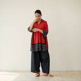 Cherry Pop Elevated Cotton Slub Coord Set - Black & Cherry Red