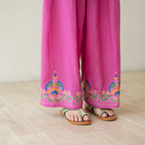 Tutti Frutti Embroidered Elevated Cotton Slub Coord Set - Multicolour