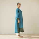 Tikhi Imli Slub Cotton Slub Cotton Kurta - Blue & Heena