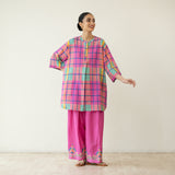 Bubblegum Embroidered Elevated Cotton Slub Coord Set - Multicolour