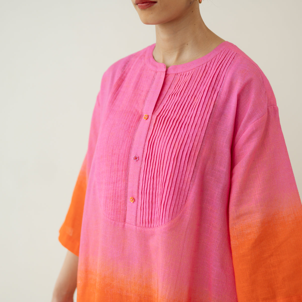Peach Fizz Elevated Kurta Set - Tangerine & Pink