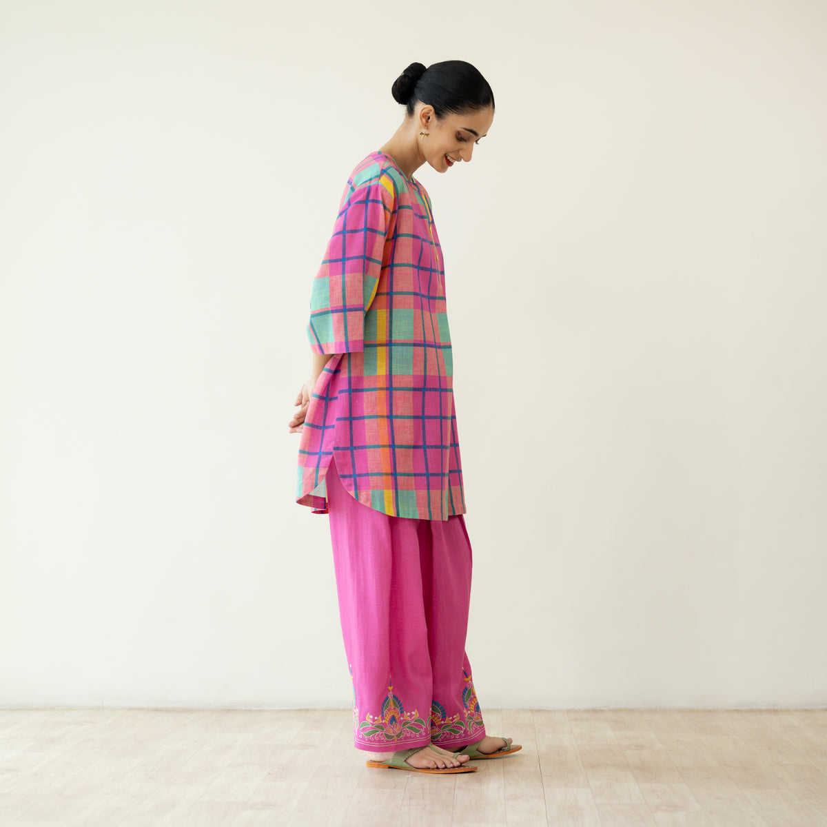Bubblegum Embroidered Elevated Cotton Slub Coord Set - Multicolour