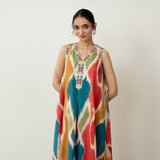 Aura Embroidered Cotton Slub Dress - Muticolour Beige