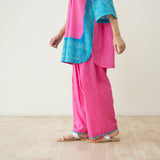 Pink Lemonade Elevated Cotton Slub Coord Set - Bubblegum Pink & Sea Blue