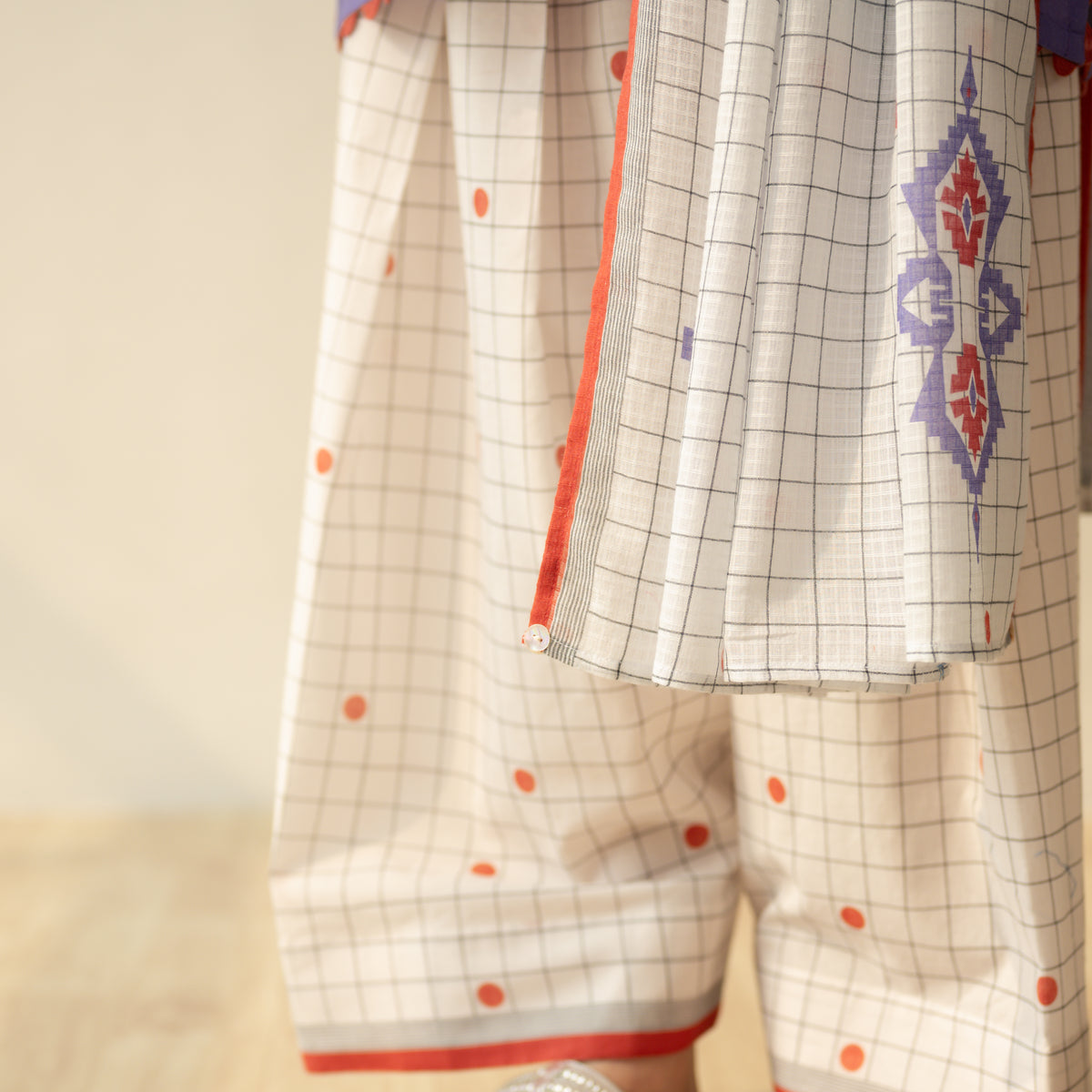Dot & Dash Mulmul Farshi Set - Lilac Bloom