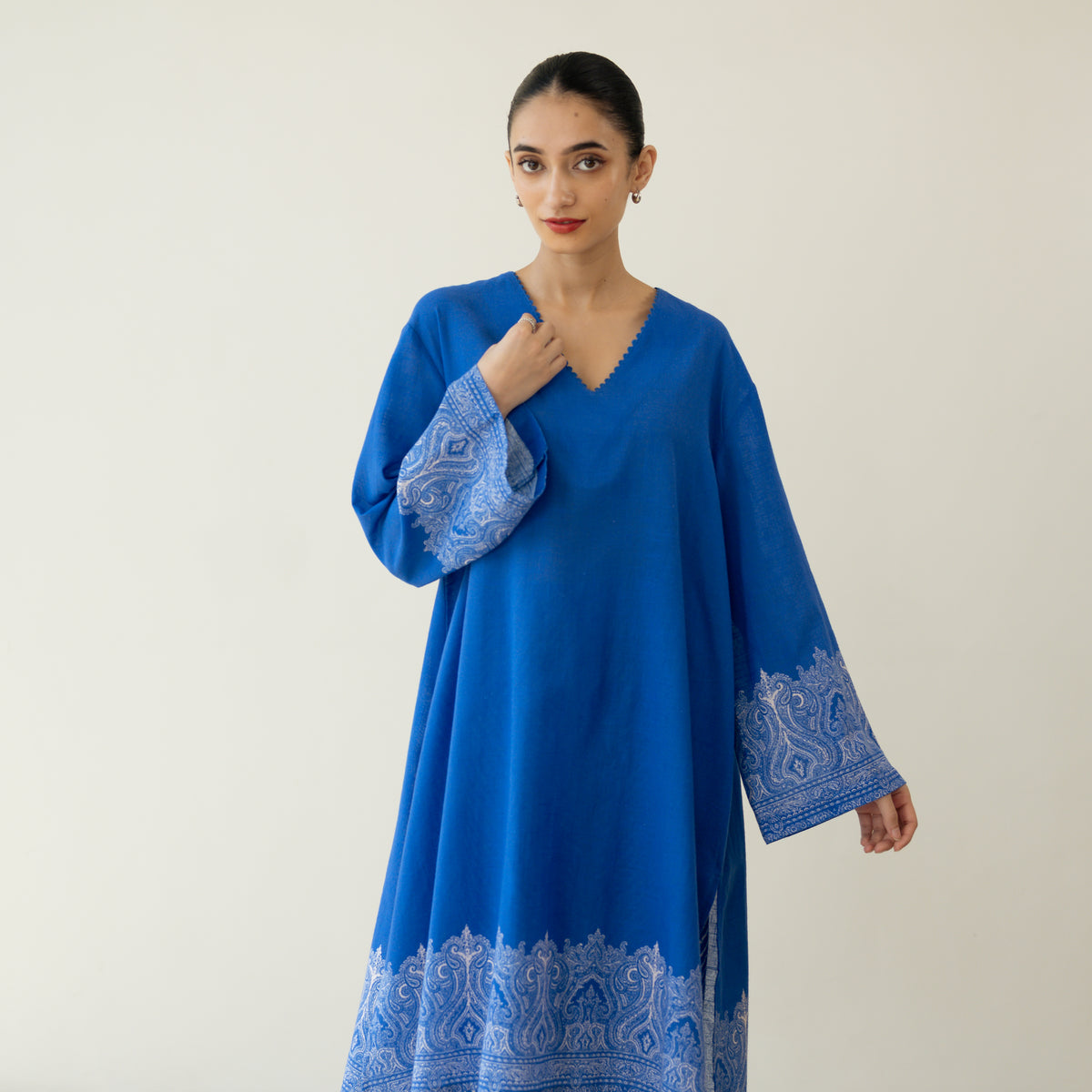 Mastani Elevated Cotton Slub Salwar Set - Royal Blue