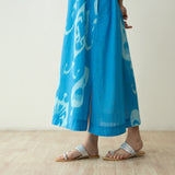 Peppy Paisley Midi Cotton Slub Dress - Ocean Blue