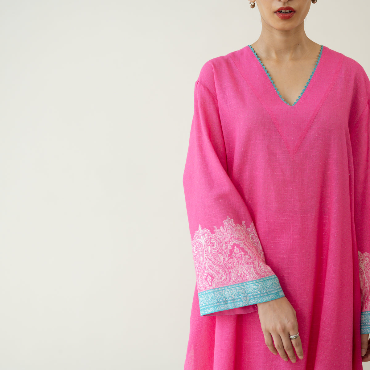 Mastani Elevated Cotton Slub Salwar Set - Bubblegum Pink