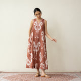 Peppy Paisley Midi Cotton Slub Dress - Mud Brown