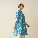Lovey Dovey Elevated Cotton Slub Kurta - Blue Lagoon