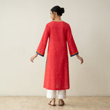 Prism Statement Cotton Slub Kurta - Tomato Red