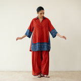 Very Berry Elevated Cotton Slub Coord Set - Red & Indigo