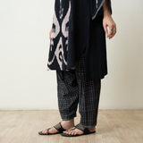 Peppy Paisley Asymmetric Cotton Slub Salwar Set - Black