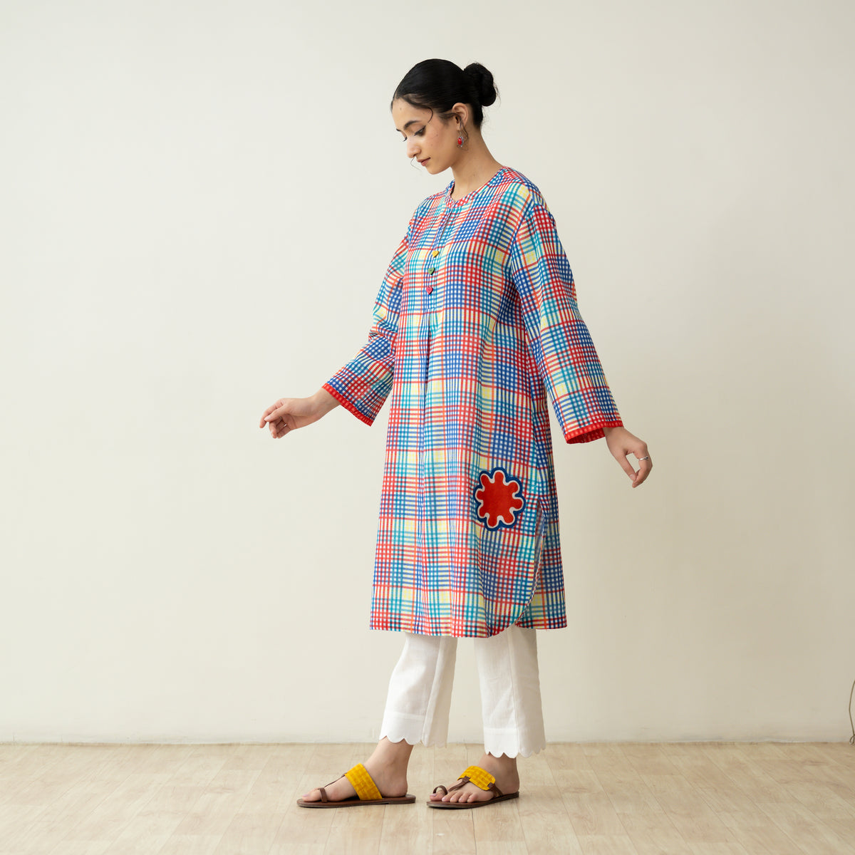 Goodie Goodie Statement Cotton Slub Kurta - Multicolour