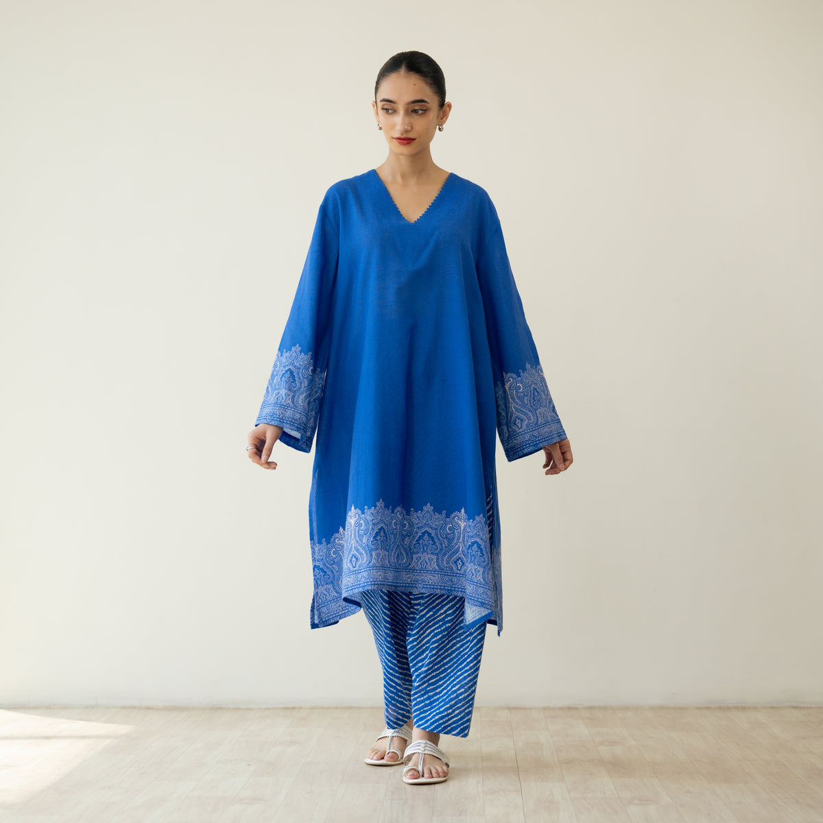 Mastani Elevated Cotton Slub Salwar Set - Royal Blue