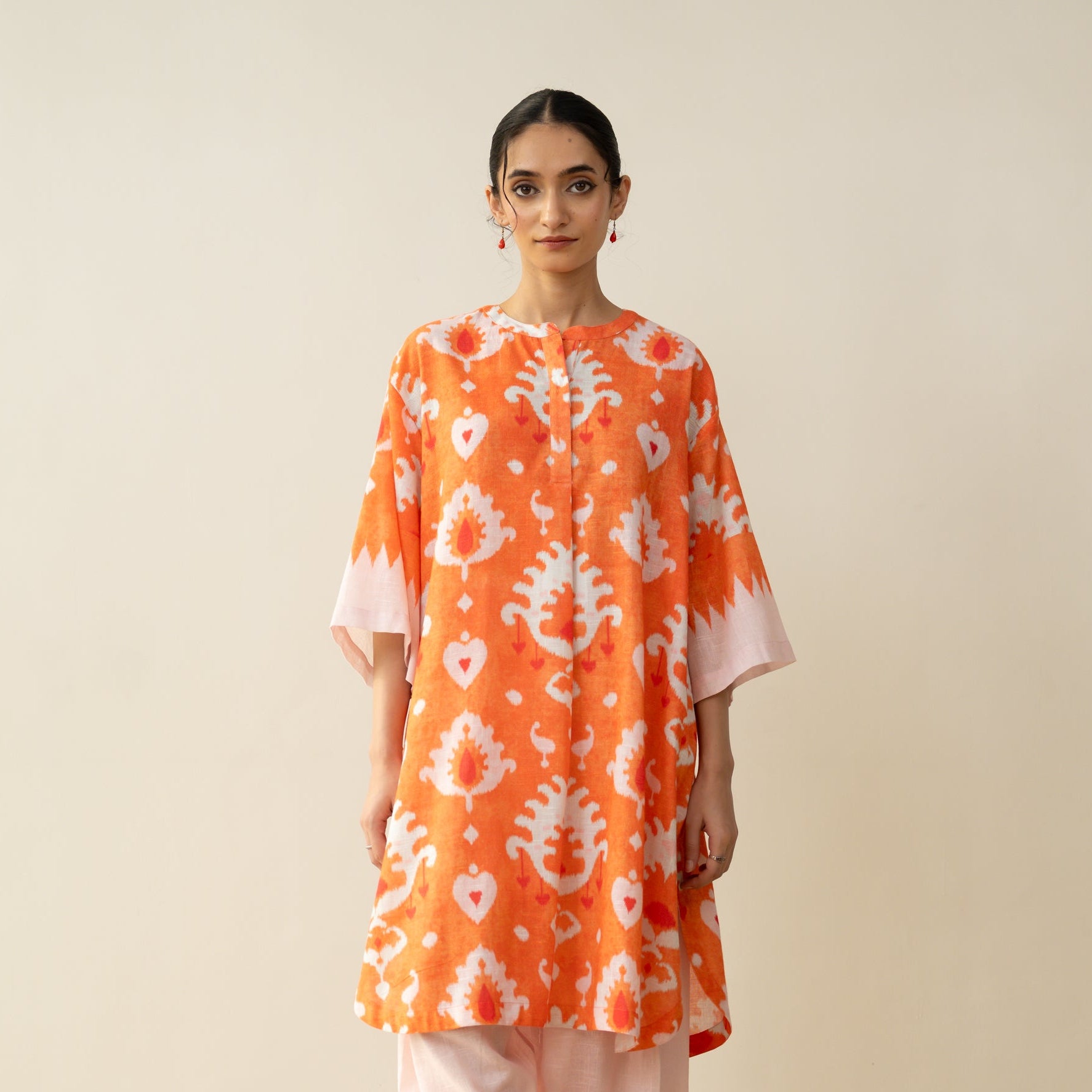 Lovey Dovey Elevated Cotton Slub Kurta - Peachy Peach