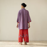 Bon Bon Hand Embroidered Elevated Shantoon Coord Set - Tomato Red & Azure Blue