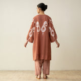 Peppy Paisley Asymmetric Cotton Slub Salwar Set - Mud Brown