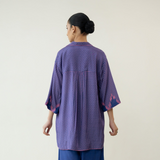 Bon Bon Hand Embroidered Elevated Shantoon Tunic - Indigo & Berry