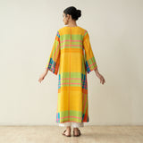 Ambi Patchwork Cotton Slub Kurta - Yellow & Red