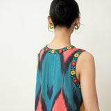 Aura Embroidered Cotton Slub Dress - Multicolour Black