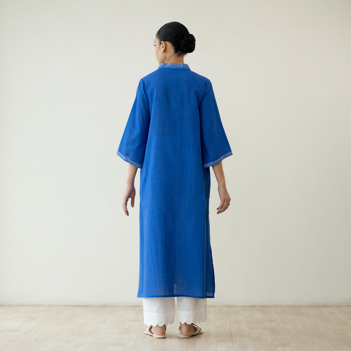 Banno Statement Slub Cotton Kurta - Royal Blue