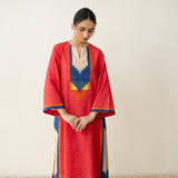 Prism Statement Cotton Slub Kurta - Tomato Red