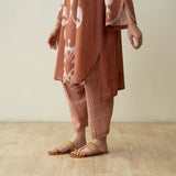 Peppy Paisley Asymmetric Cotton Slub Salwar Set - Mud Brown