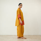 Khatta Meetha Elevated Cotton Slub Coord Set - Turmeric Yellow & Rust