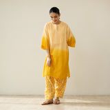 Mango Tango Elevated Kurta Set - Mango & Butter Yellow