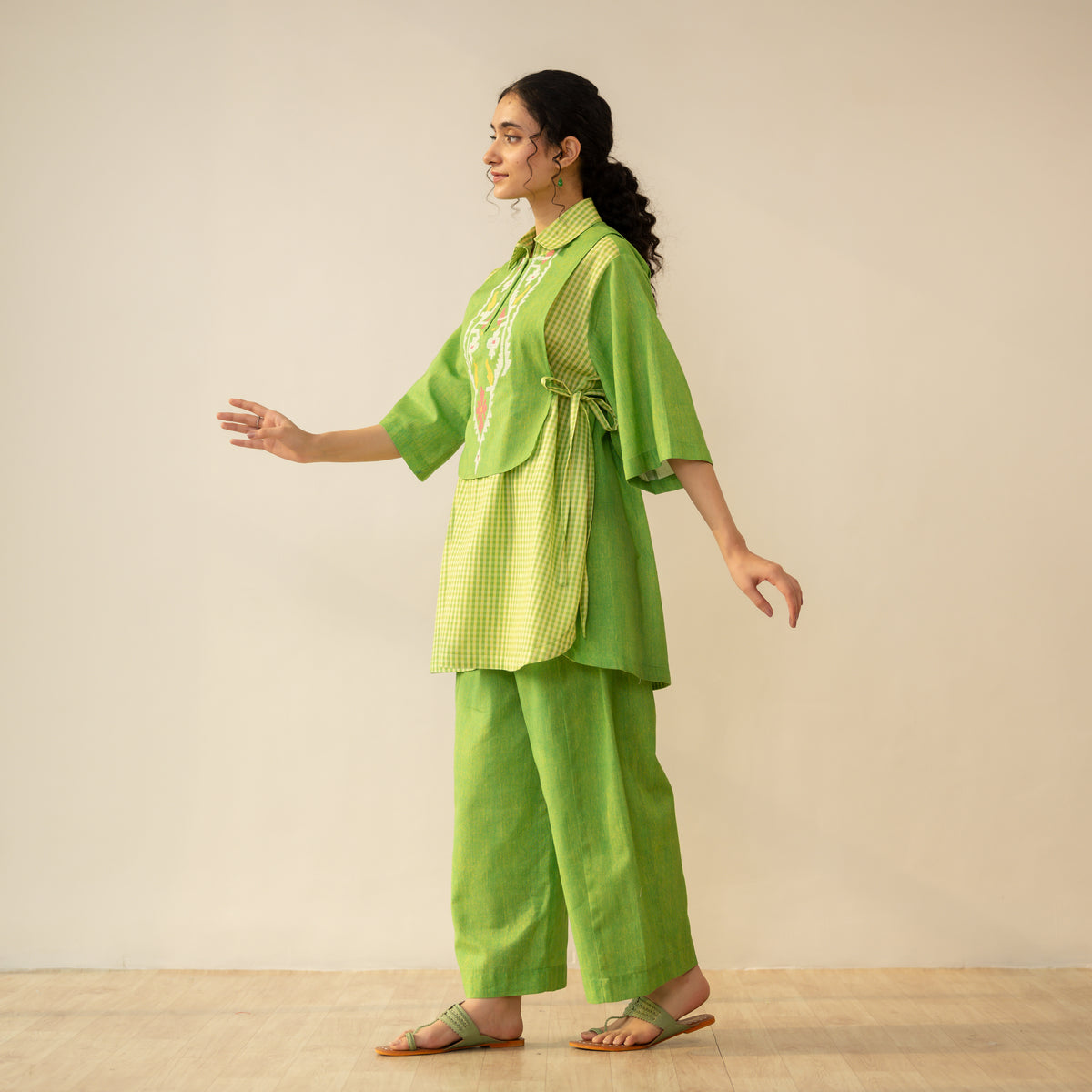 Knot So Basic 3 Piece Cotton Flex Coord Set - Parrot Green