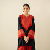 Nakhra Elevated Cotton Slub Coord Set - Red & Black