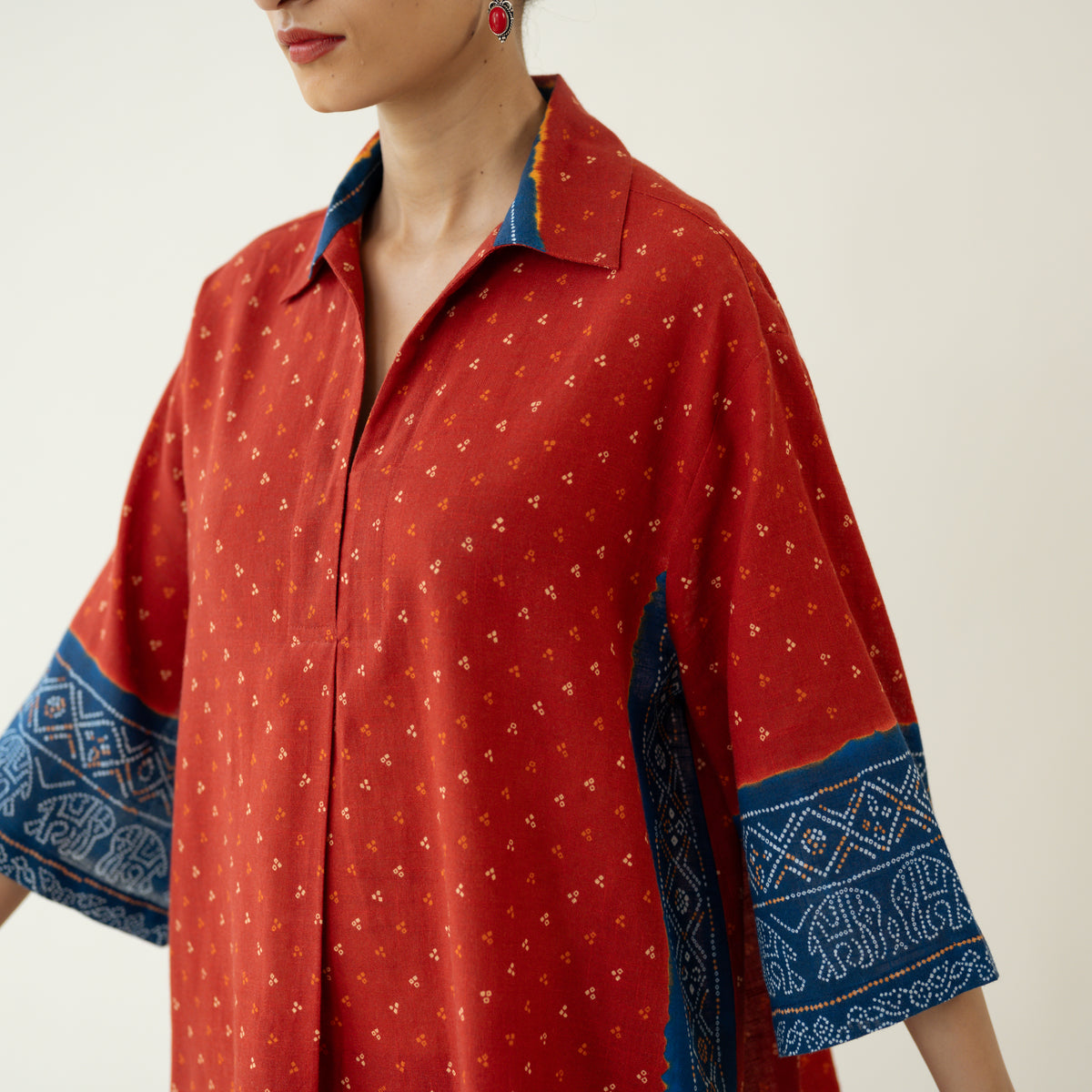 Very Berry Elevated Cotton Slub Coord Set - Red & Indigo