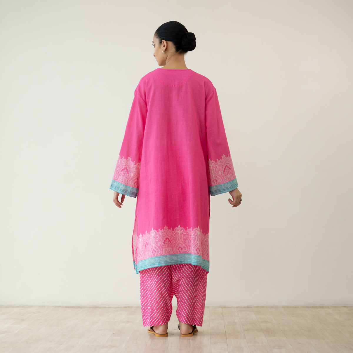 Mastani Elevated Cotton Slub Salwar Set - Bubblegum Pink