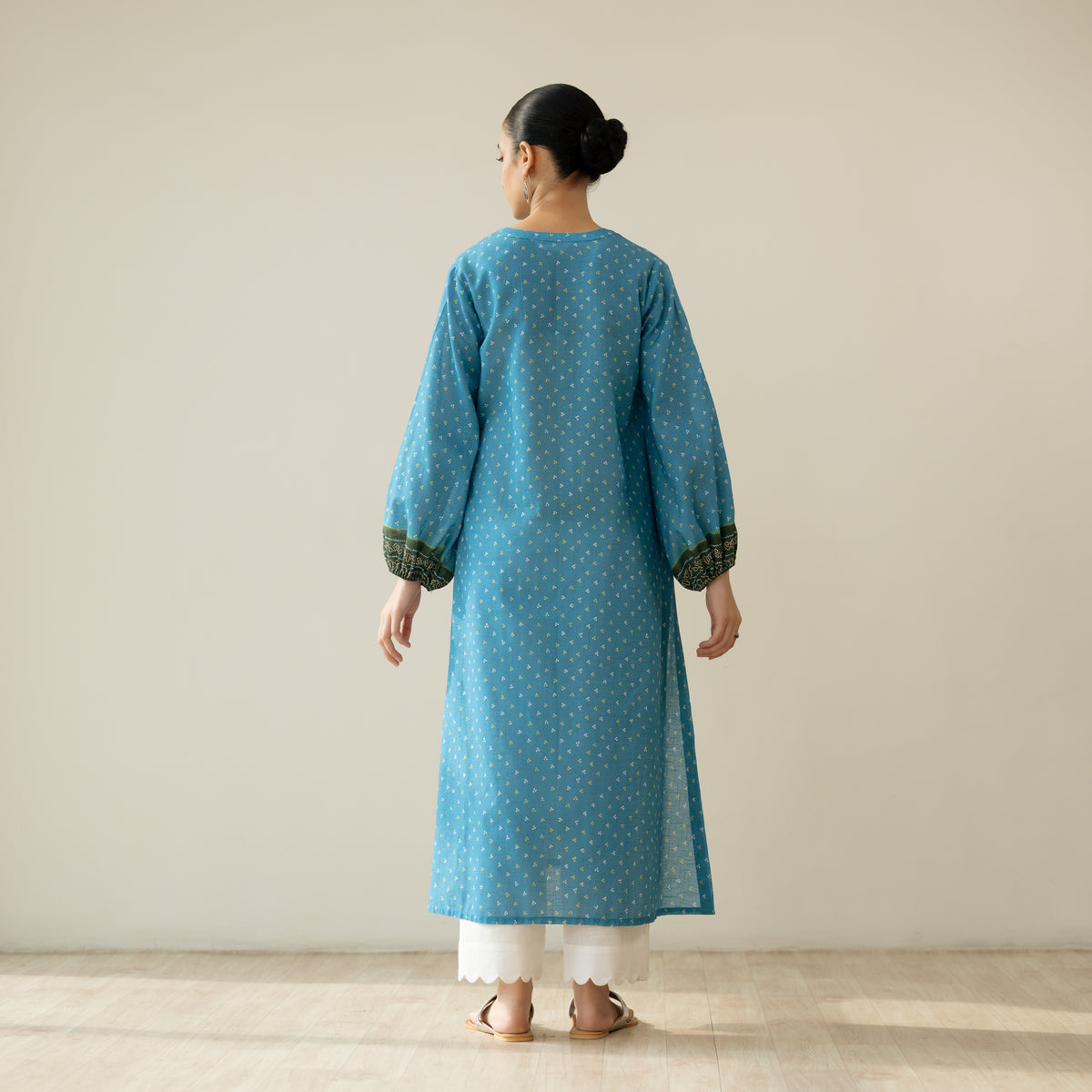 Tikhi Imli Slub Cotton Slub Cotton Kurta - Blue & Heena