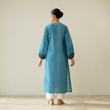 Tikhi Imli Slub Cotton Slub Cotton Kurta - Blue & Heena