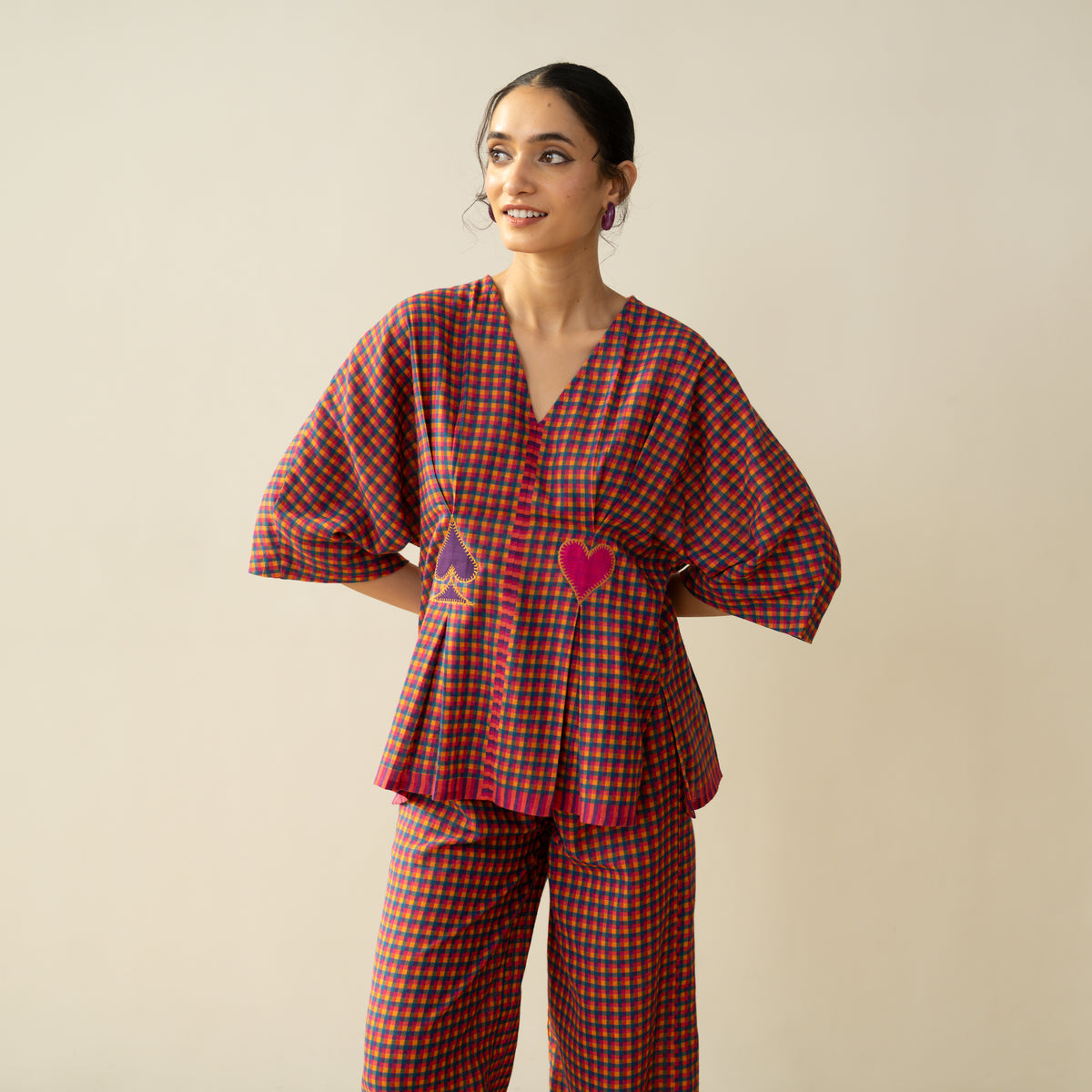 Love Bug Statement Cotton Slub Coord Set - Multicolour
