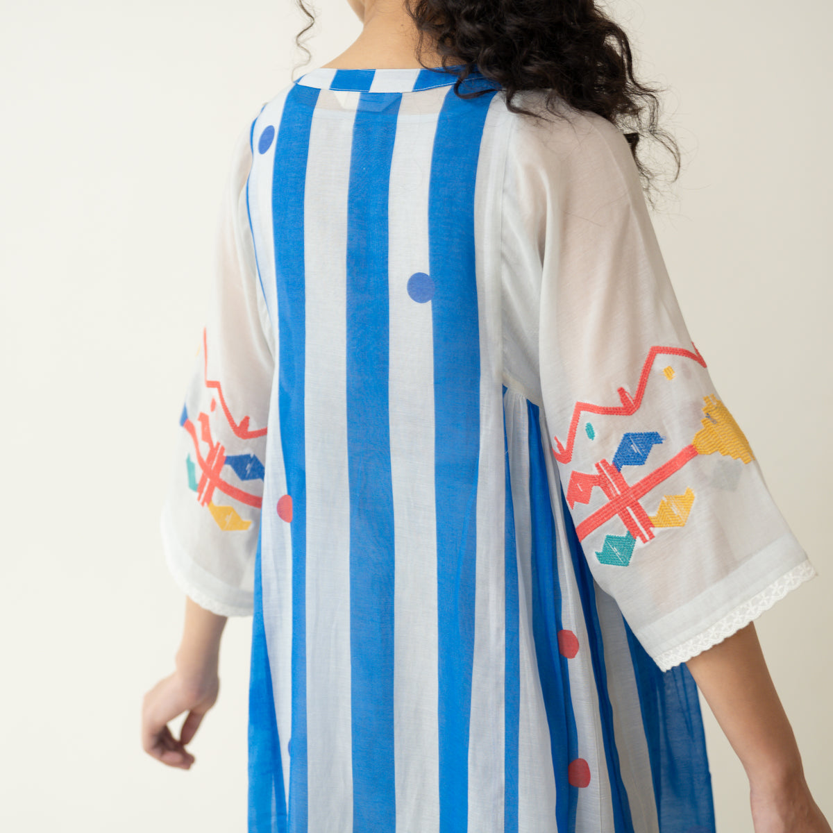 Rumi Embroidered Chanderi Coord Set - Azure
