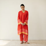Mastani Elevated Cotton Slub Salwar Set - Sindoori Laal