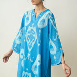 Peppy Paisley Asymmetric Cotton Slub Salwar Set - Ocean Blue