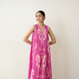 Peppy Paisley Midi Cotton Slub Dress - Dusty Pink