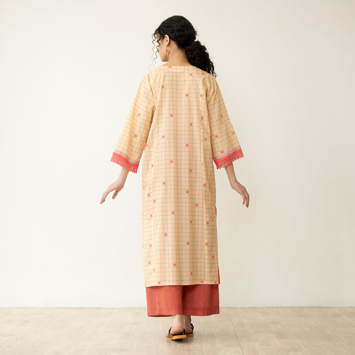 Sitara Front Panelled Mulmul Kurta - Mango Yellow