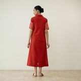 Nazo Midi Cotton Slub Dress - Tomato Red