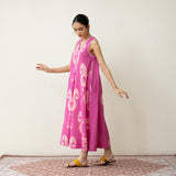 Peppy Paisley Midi Cotton Slub Dress - Dusty Pink