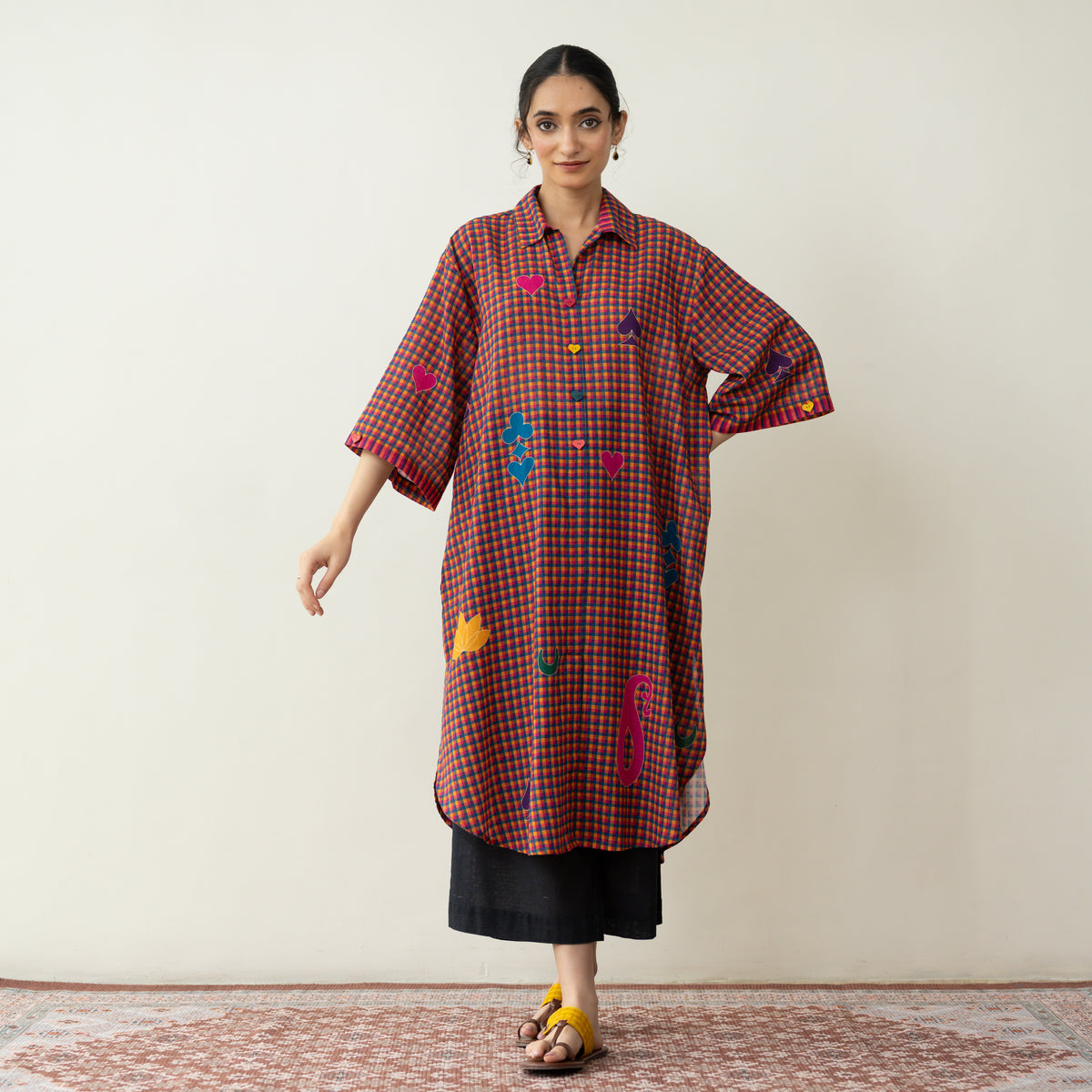 Spade Statement Cotton Slub Kurta - Multicolour