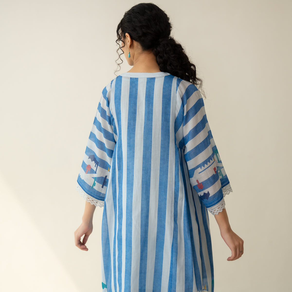 Pretty Flare Chanderi Embroidered Coord Set - Asmani Blue