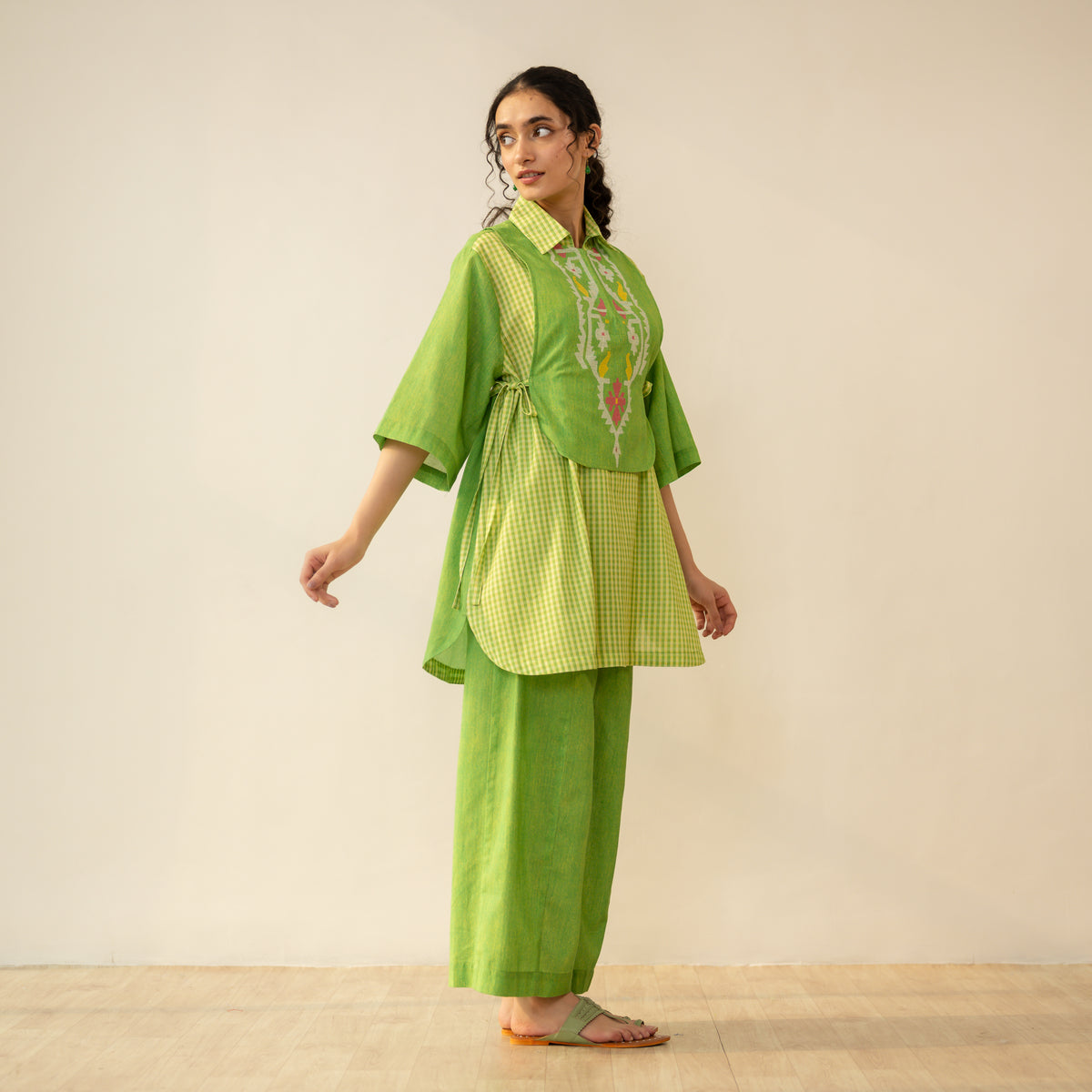 Knot So Basic 3 Piece Cotton Flex Coord Set - Parrot Green