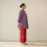 Bon Bon Hand Embroidered Elevated Shantoon Coord Set - Tomato Red & Azure Blue